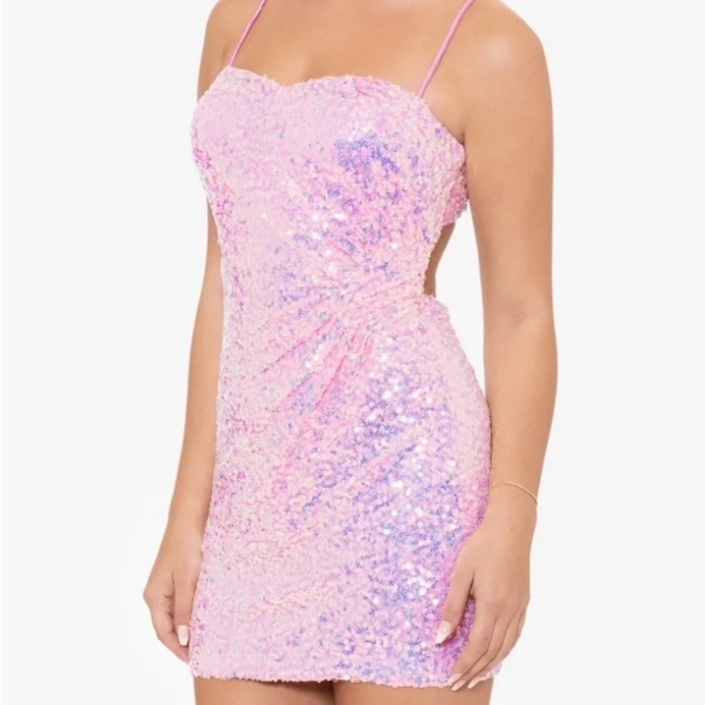Blondie Nites Pink Sequin Dress Homecoming